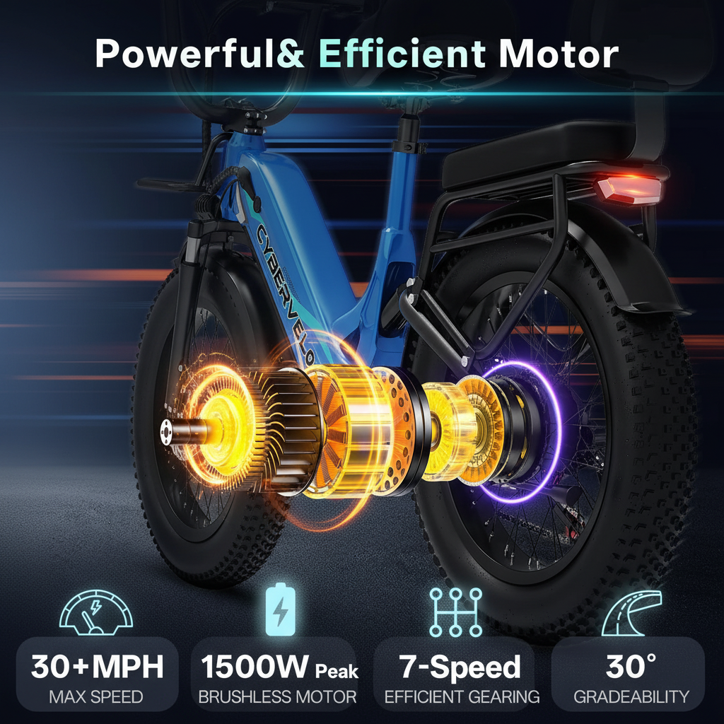 EK8/EK12 - 1000W Electric Bike 48V20Ah 20x4" Fat Tire Step-Through