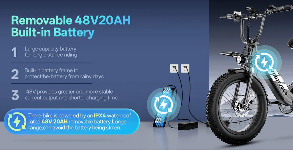 EK8/EK12 - 1000W Electric Bike 48V20Ah 20x4" Fat Tire Step-Through