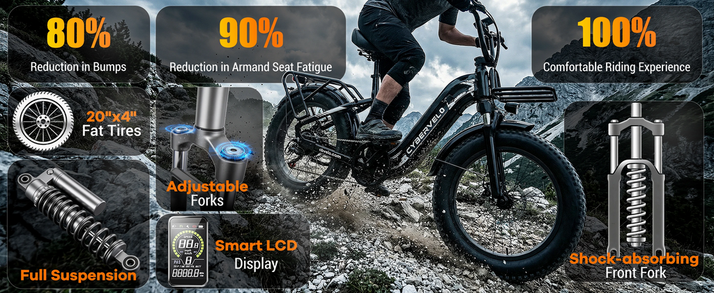 EK8/EK12 - 1000W Electric Bike 48V20Ah 20x4" Fat Tire Step-Through